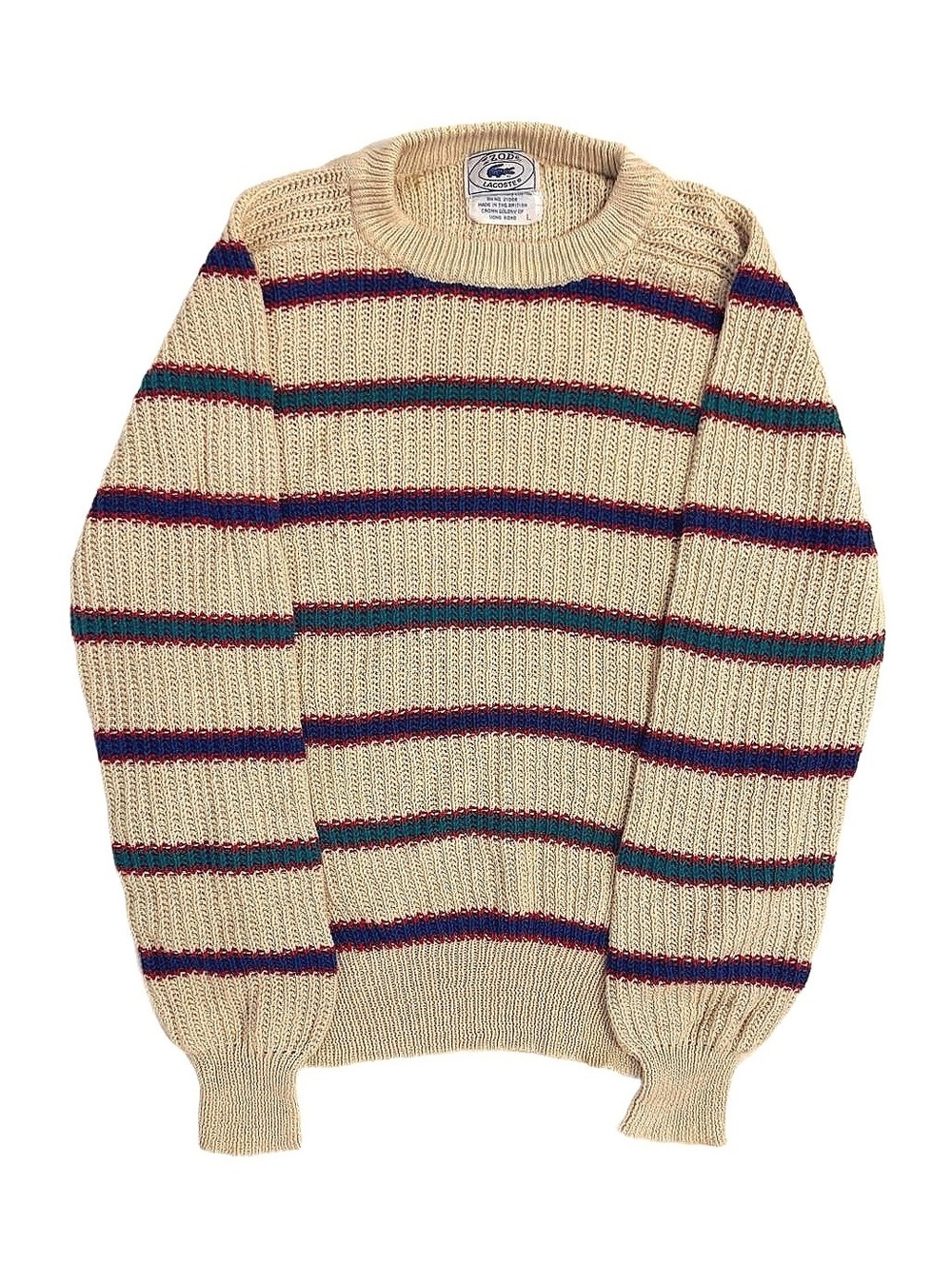 Vintage 80s RN 21008 Izod Lacoste Striped Pullover Sweater Linen and Cotton